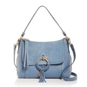 See By Chloé Joan Small Leather & Suede Shoulder Bag Blue NWT $495